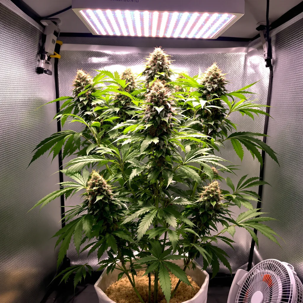 Planta de cannabis Purple Kush en fase de floración — 60-100 cm autofloración