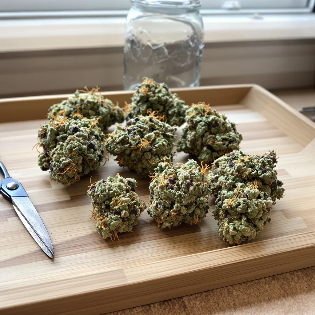 Purple Lemonade 55% indica / 45% sativa — flor con tricomas visibles