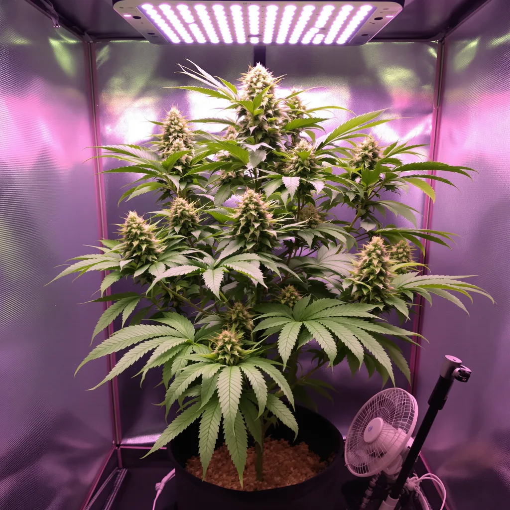 Planta de cannabis Purple Martian Kush en fase de floración — 60-100 cm autofloración