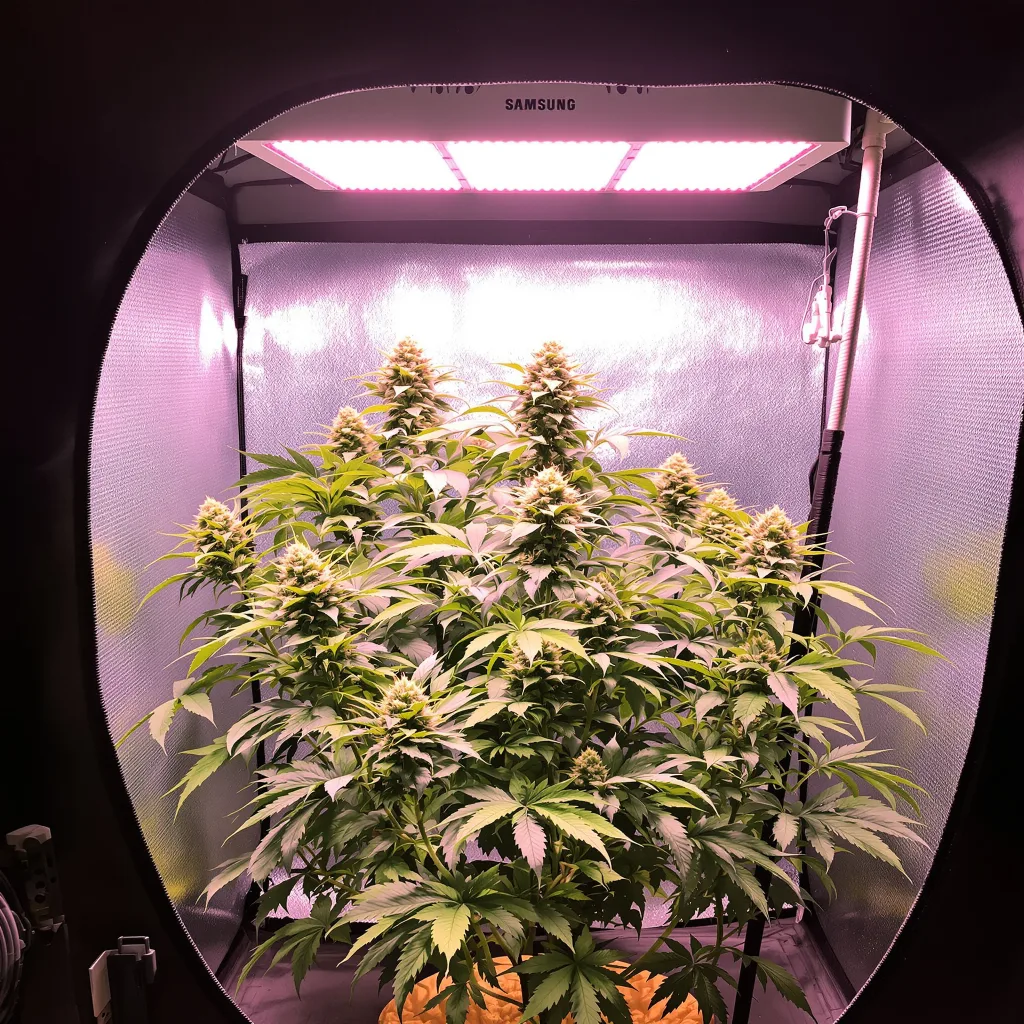 Planta de cannabis Purple Monkey Balls en fase de floración — 60-100 cm autofloración