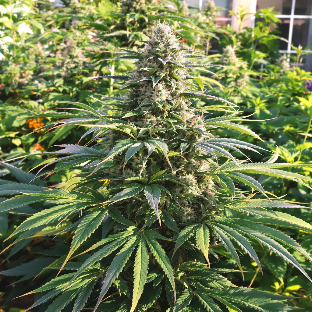Purple OG 71% indica / 29% sativa — flor con tricomas visibles