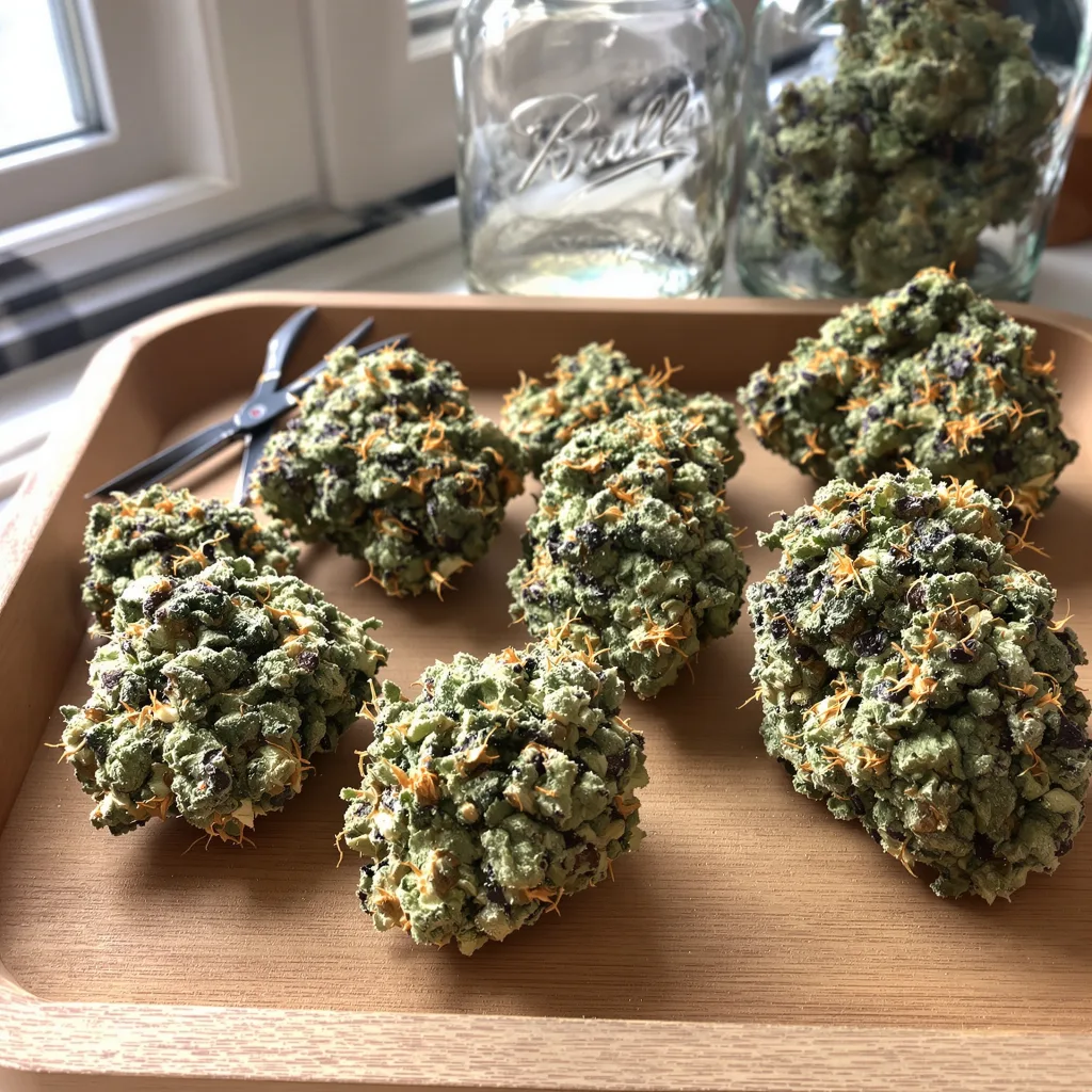 Purple Pantera 63% indica / 37% sativa — flor con tricomas visibles