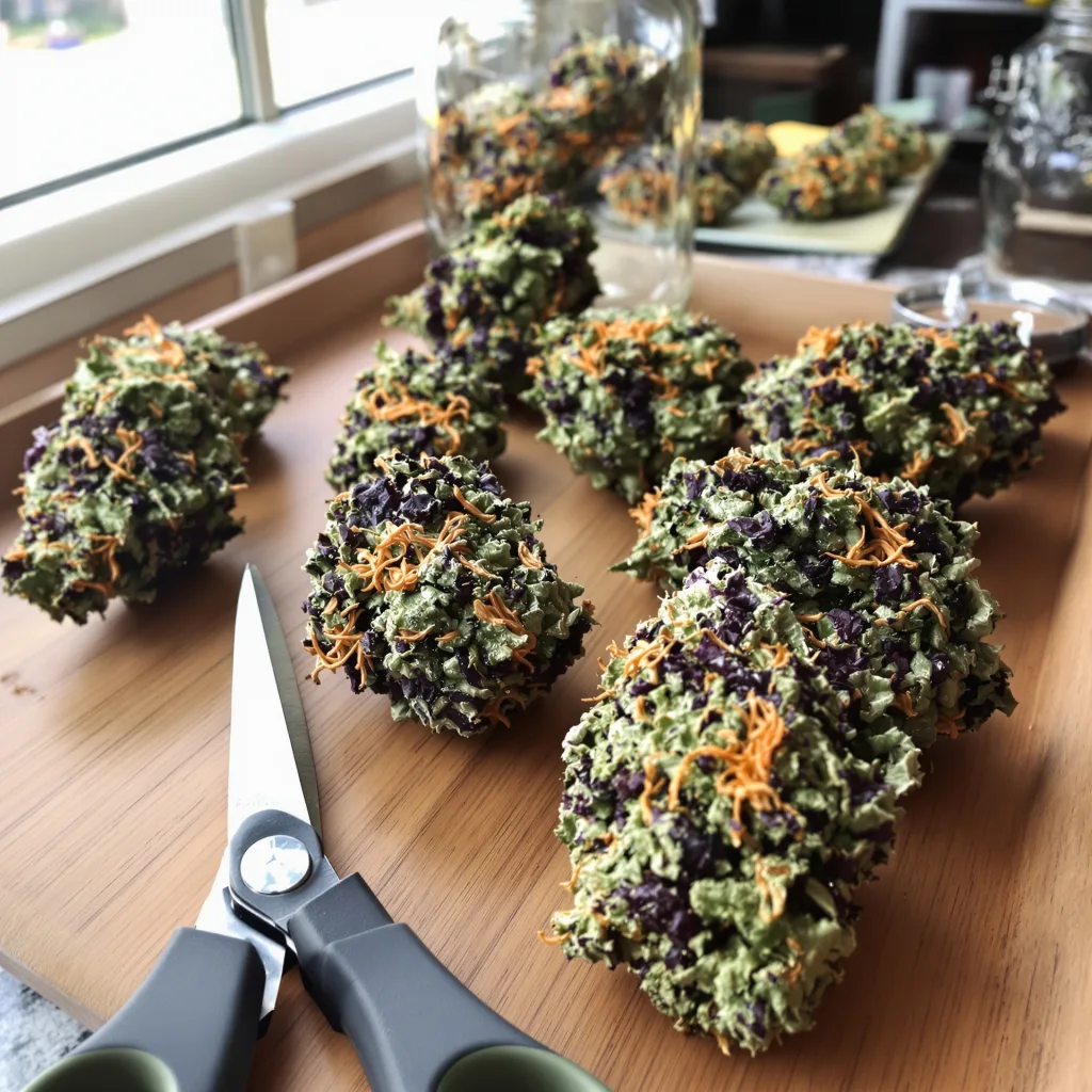 Purple Passion 89% indica / 11% sativa — flor con tricomas visibles