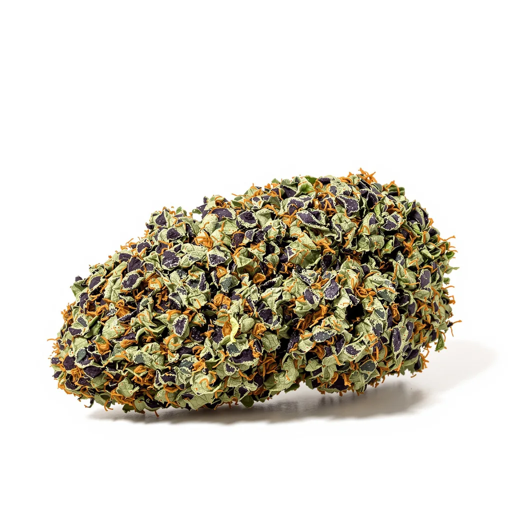 Purple Passion 89% indica / 11% sativa — flor con tricomas visibles