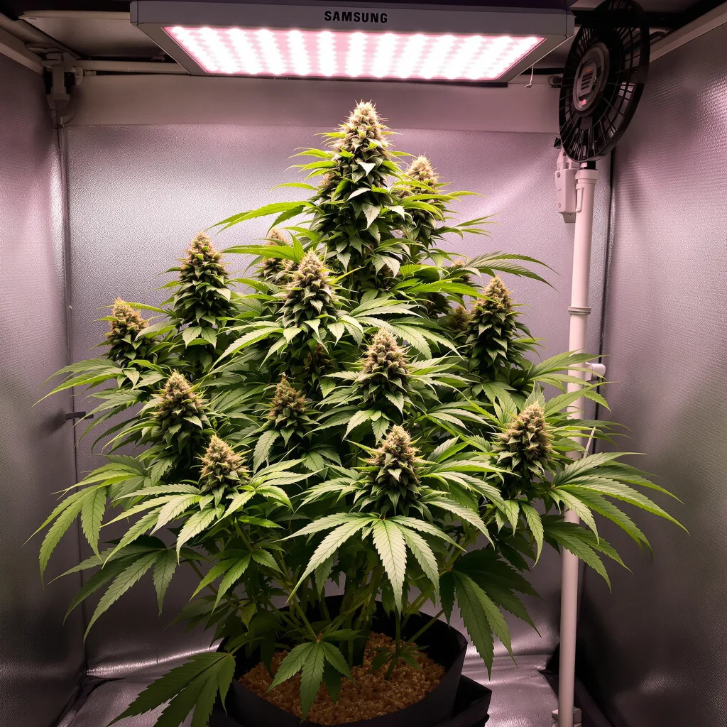 Planta de cannabis Purple People Eater en fase de floración — 90-130 cm feminizada
