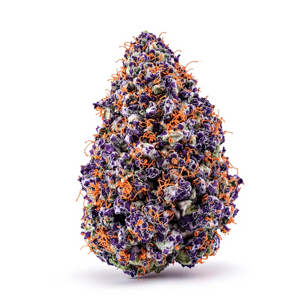 Purple Sage 86% indica / 14% sativa — flor con tricomas visibles