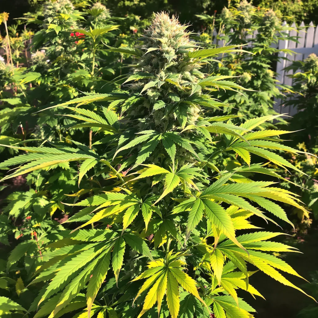Purple Star 68% indica / 32% sativa — flor con tricomas visibles