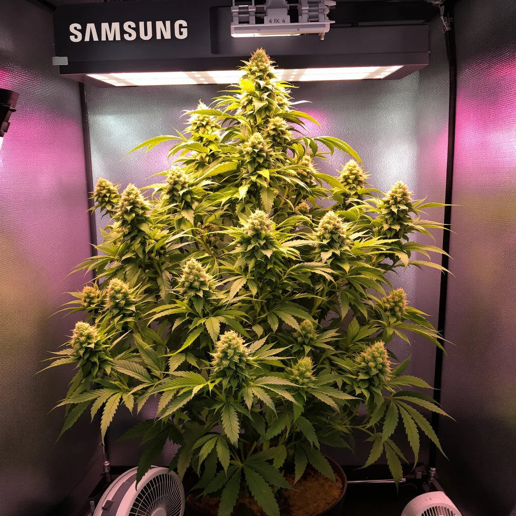 Planta de cannabis Purple Trainwreck en fase de floración — 120-180 cm feminizada