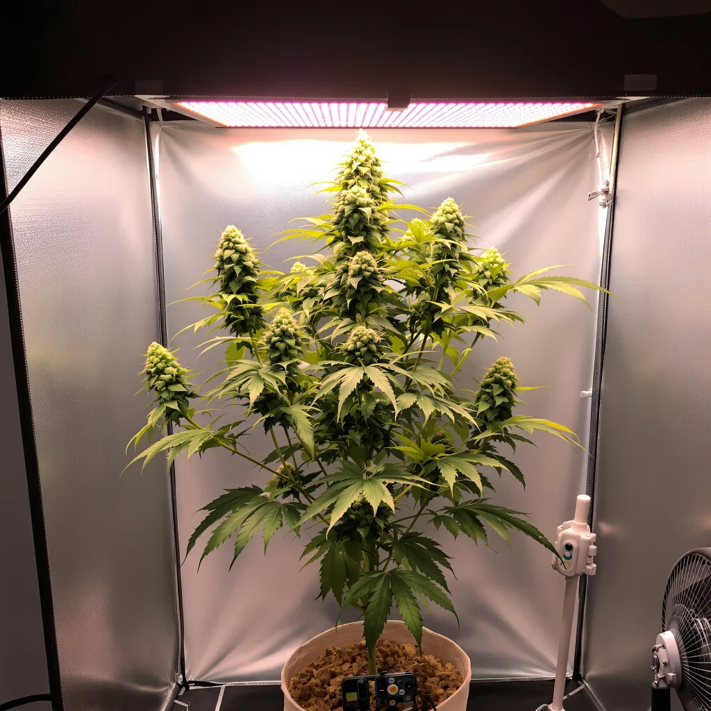 Planta de cannabis Qrazy Train en fase de floración — 60-100 cm autofloración