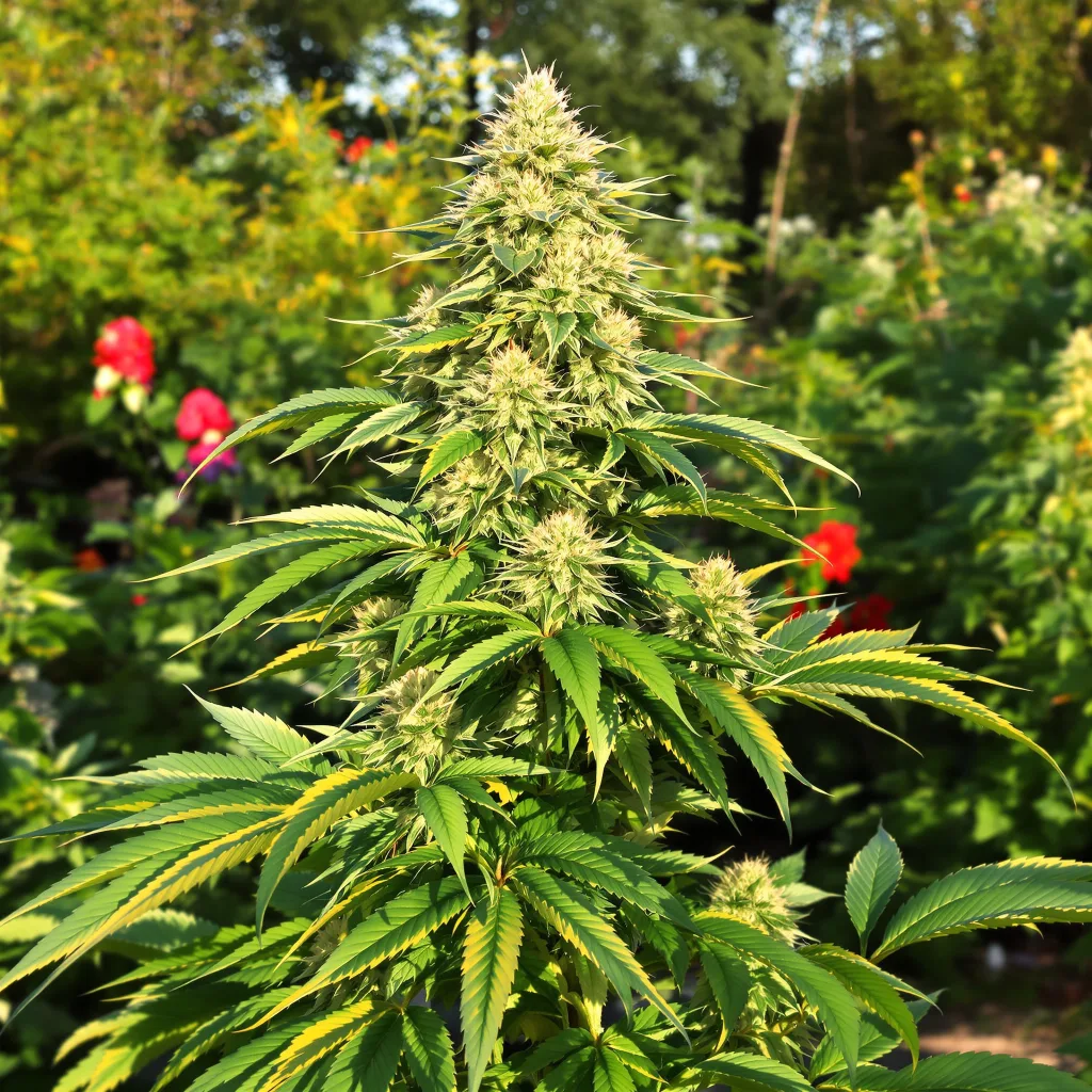 Qrazy Train 50% indica / 50% sativa — flor con tricomas visibles