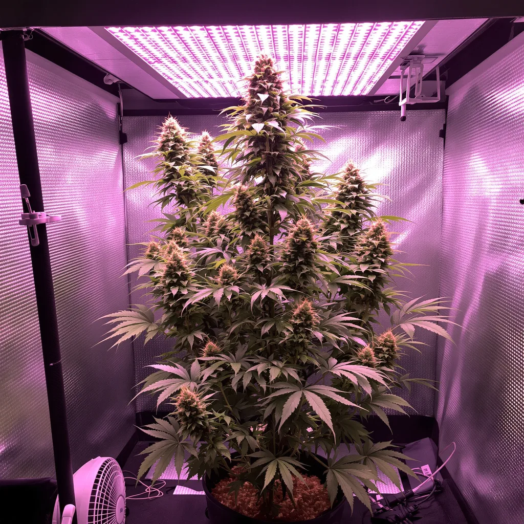 Planta de cannabis Quantum Kush en fase de floración — 60-100 cm autofloración