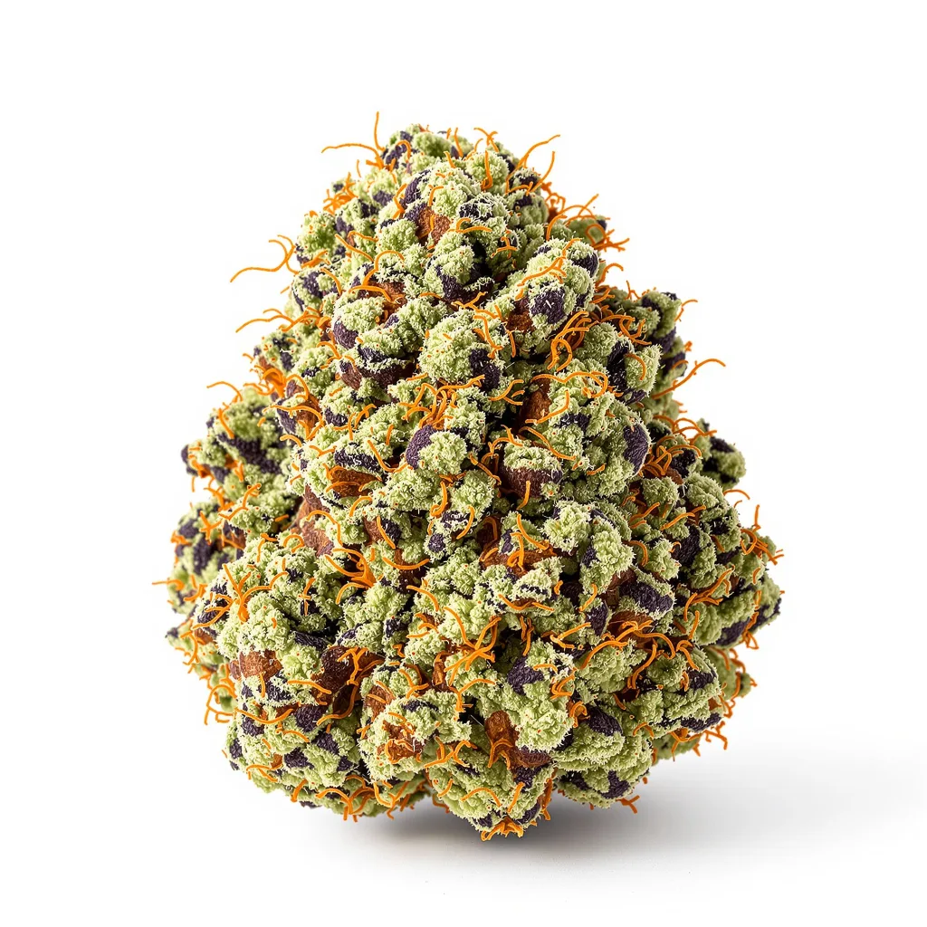 Queso 67% indica / 33% sativa — flor con tricomas visibles