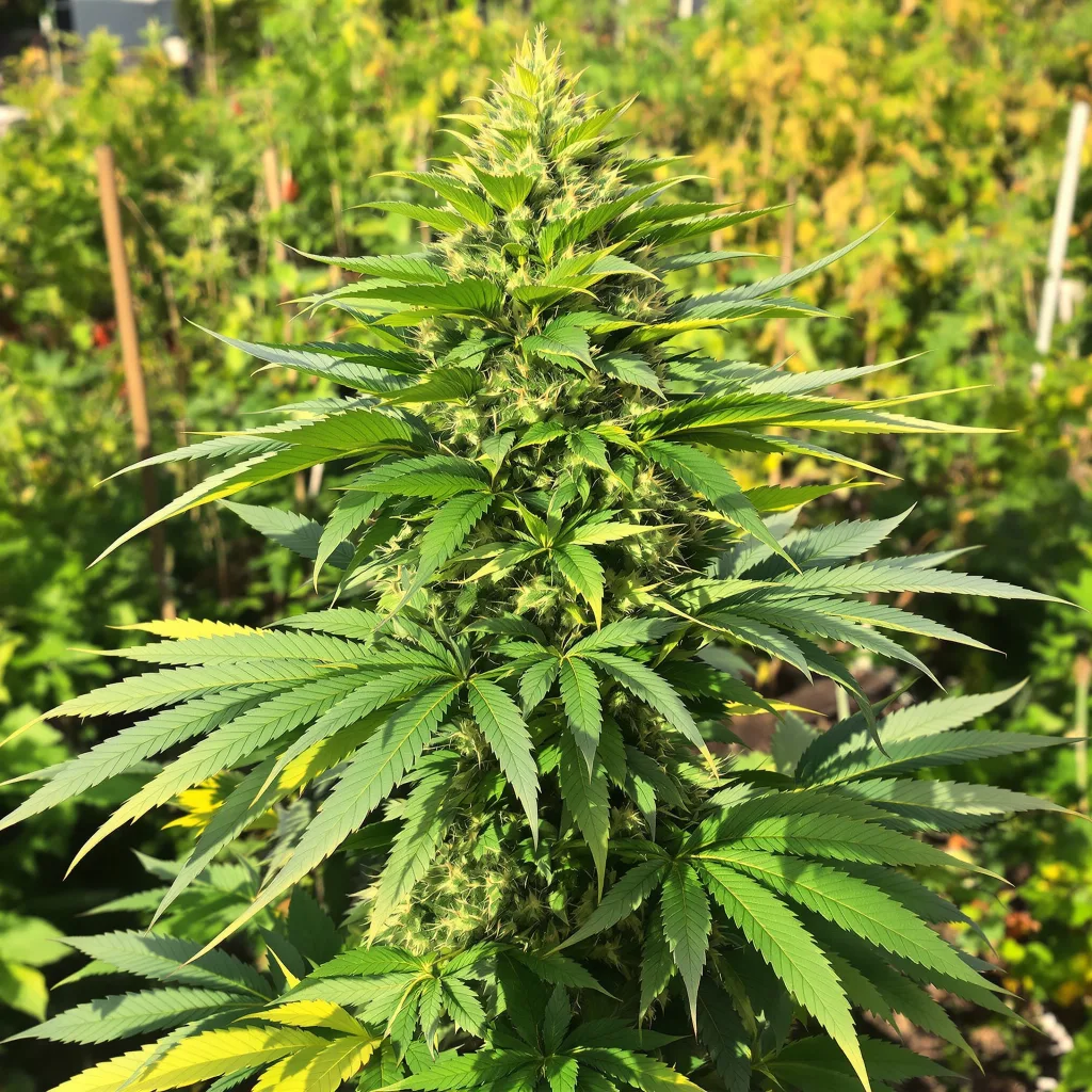Quin-N-Tonic 77% indica / 23% sativa — flor con tricomas visibles