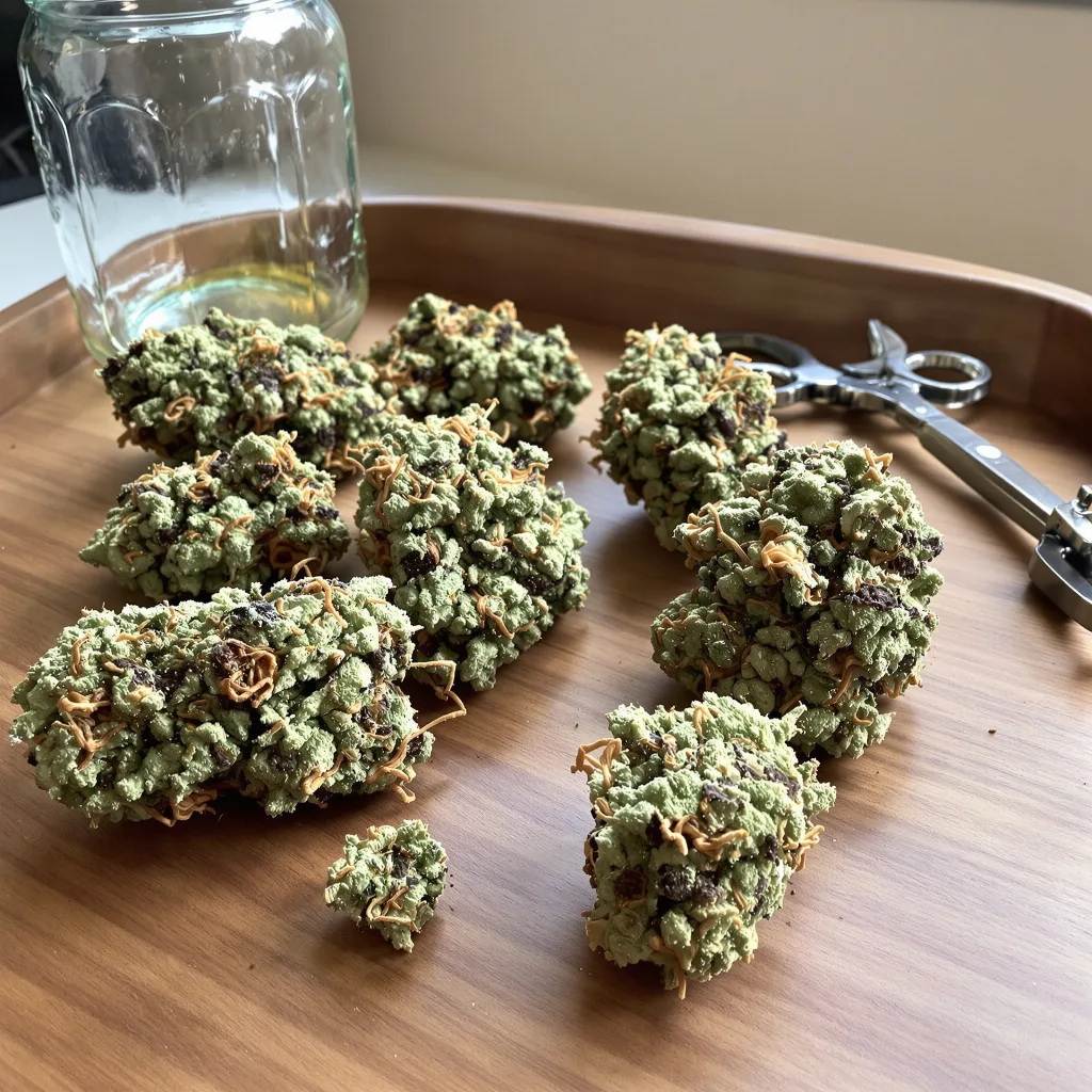 Race Fuel OG 51% indica / 49% sativa — flor con tricomas visibles