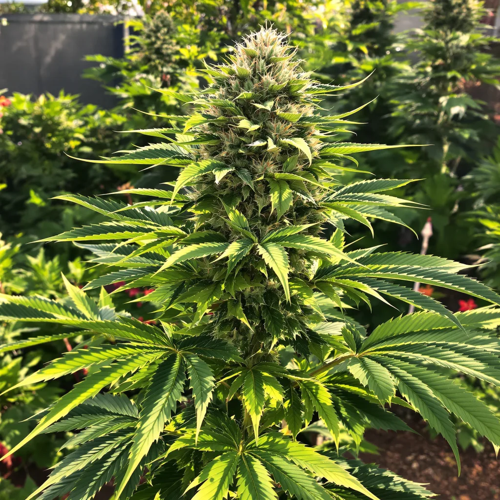 Rainbow Glue 83% indica / 17% sativa — flor con tricomas visibles