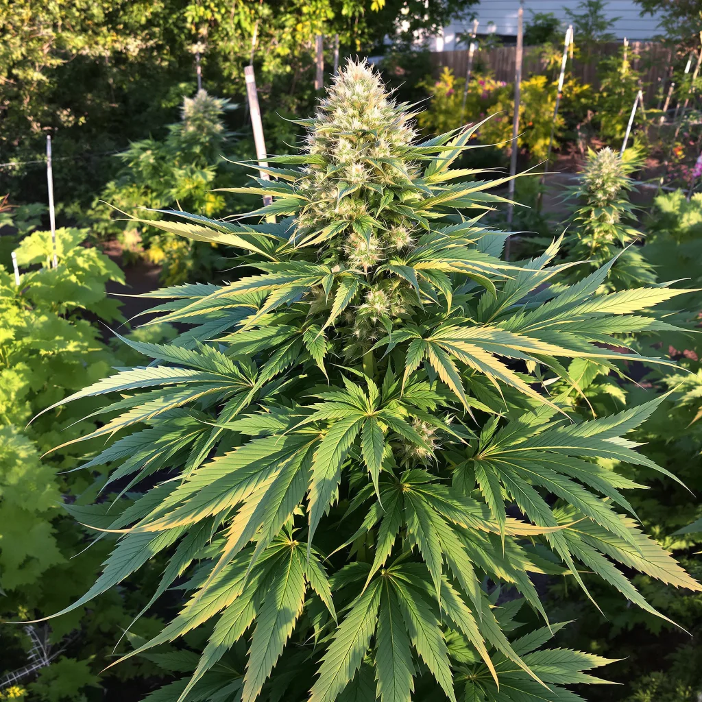 Rainbow Jones 76% indica / 24% sativa — flor con tricomas visibles