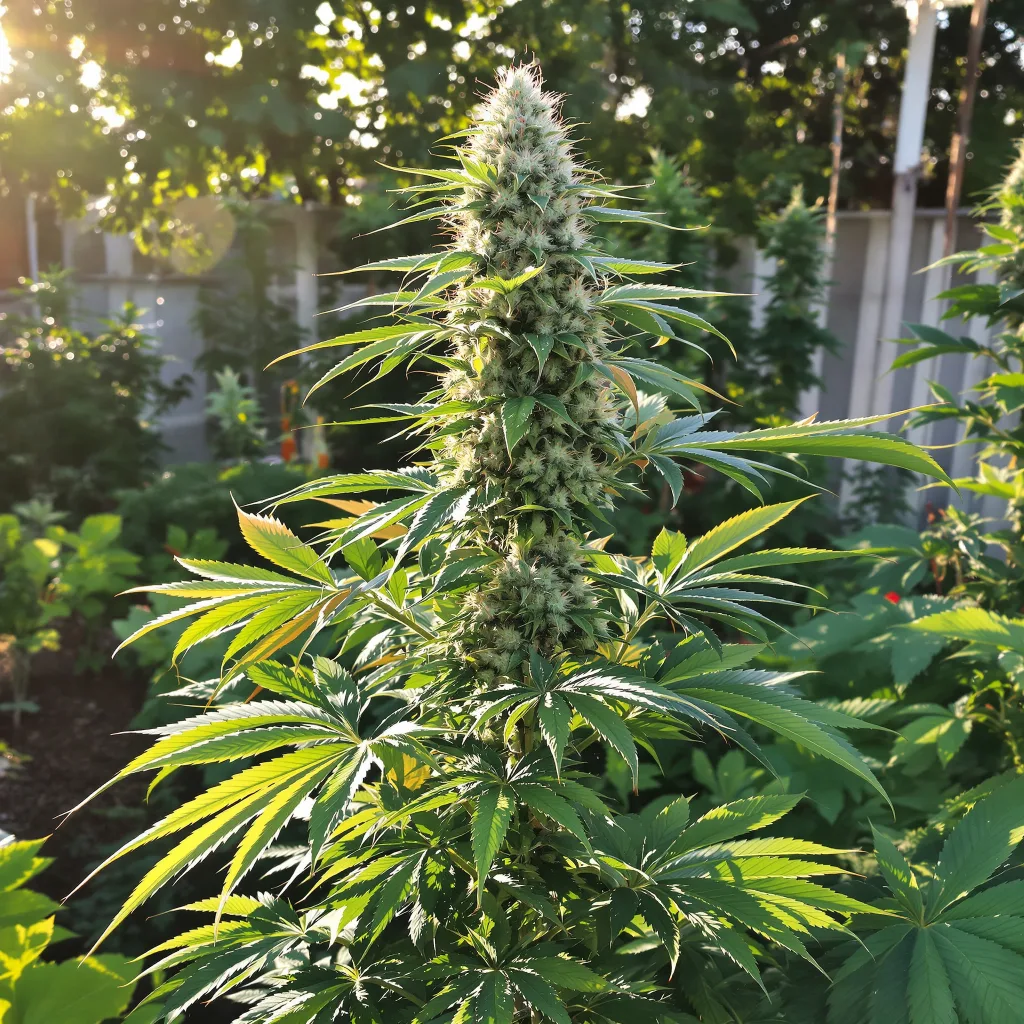 Rainbow Kush 50% indica / 50% sativa — flor con tricomas visibles