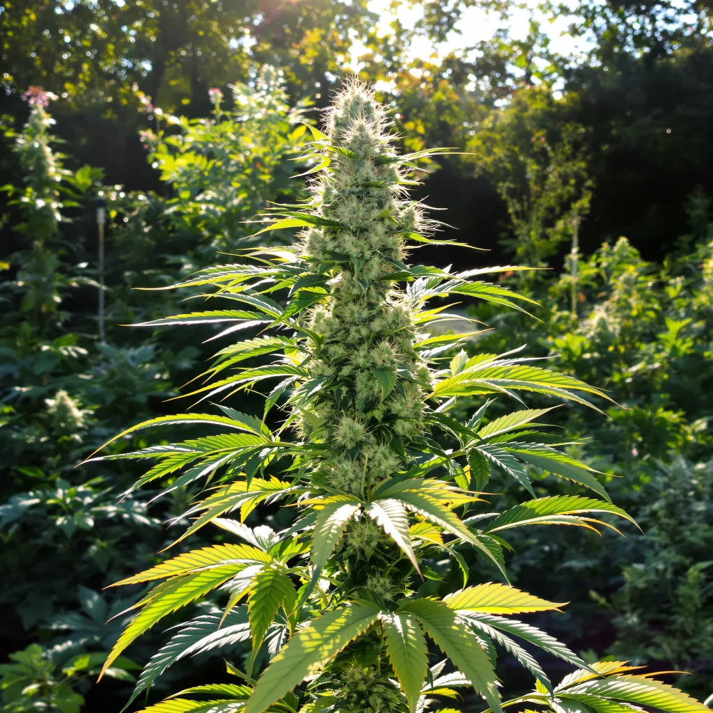 Rare Dankness #1 57% indica / 43% sativa — flor con tricomas visibles