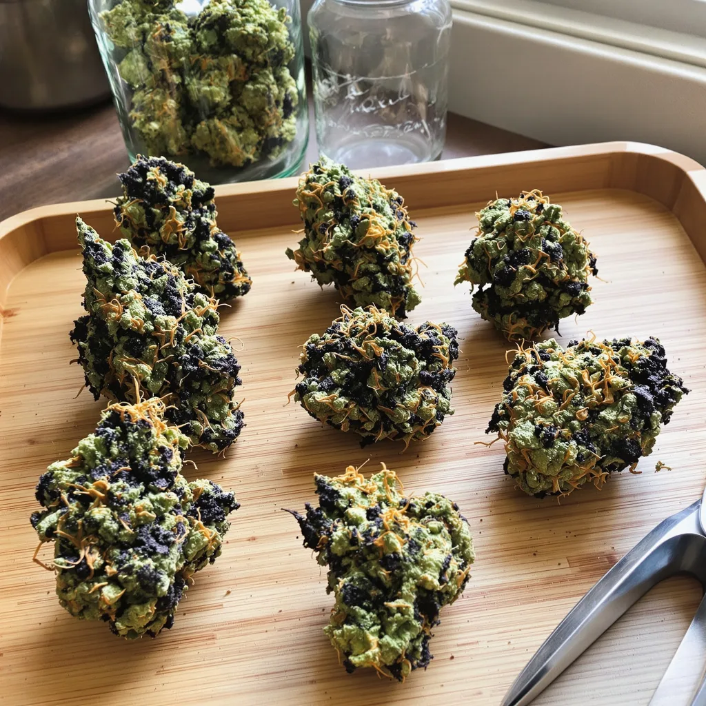 Rare Darkness 80% indica / 20% sativa — flor con tricomas visibles