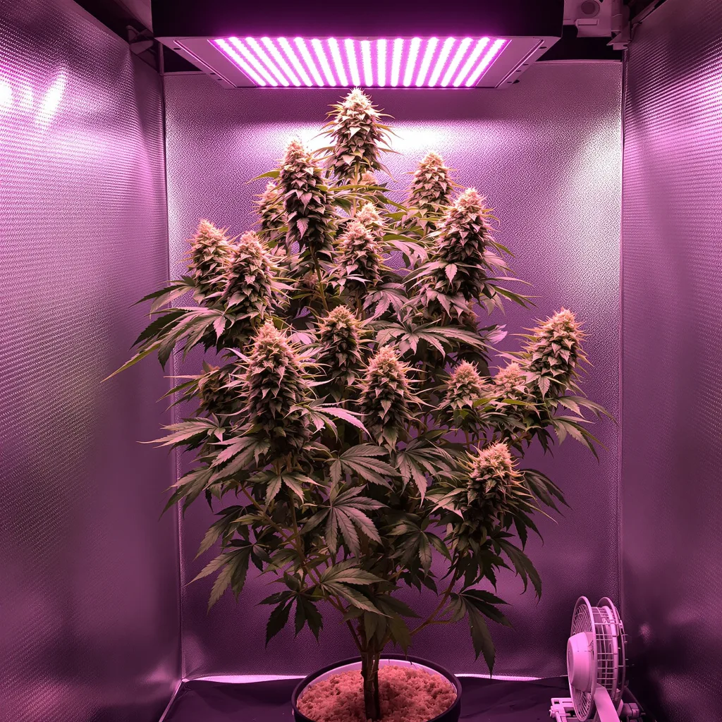 Planta de cannabis Raspberry Cough en fase de floración — 60-100 cm autofloración