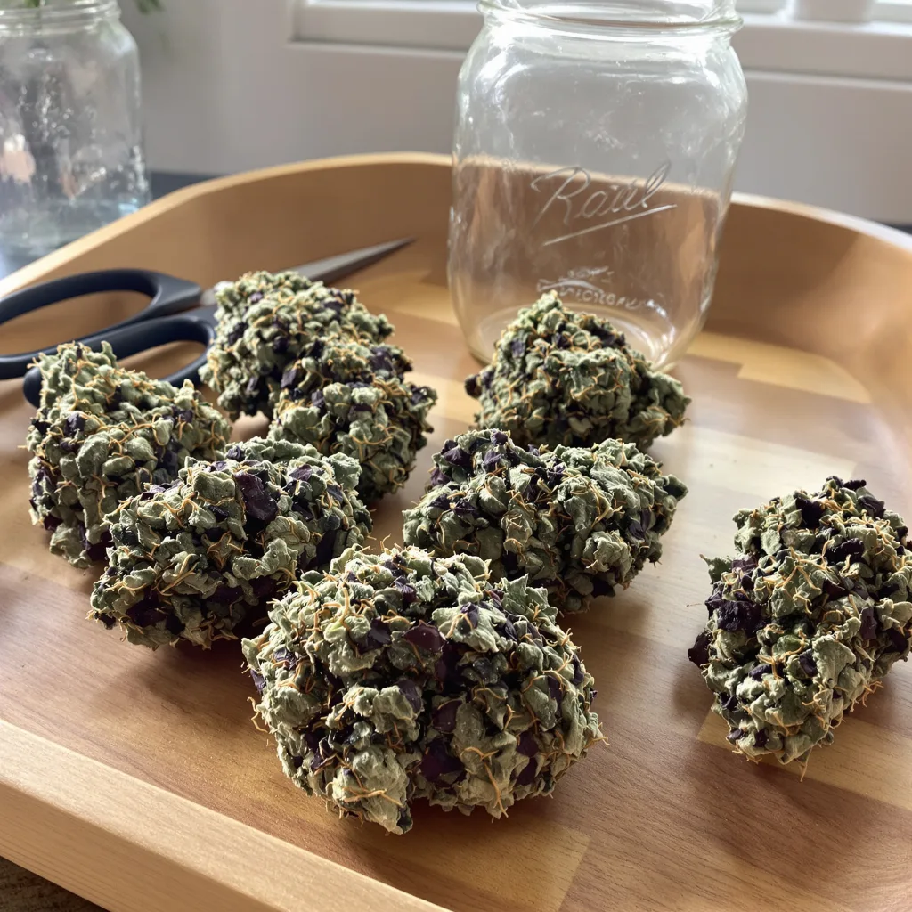 Ray Charles 72% indica / 28% sativa — flor con tricomas visibles