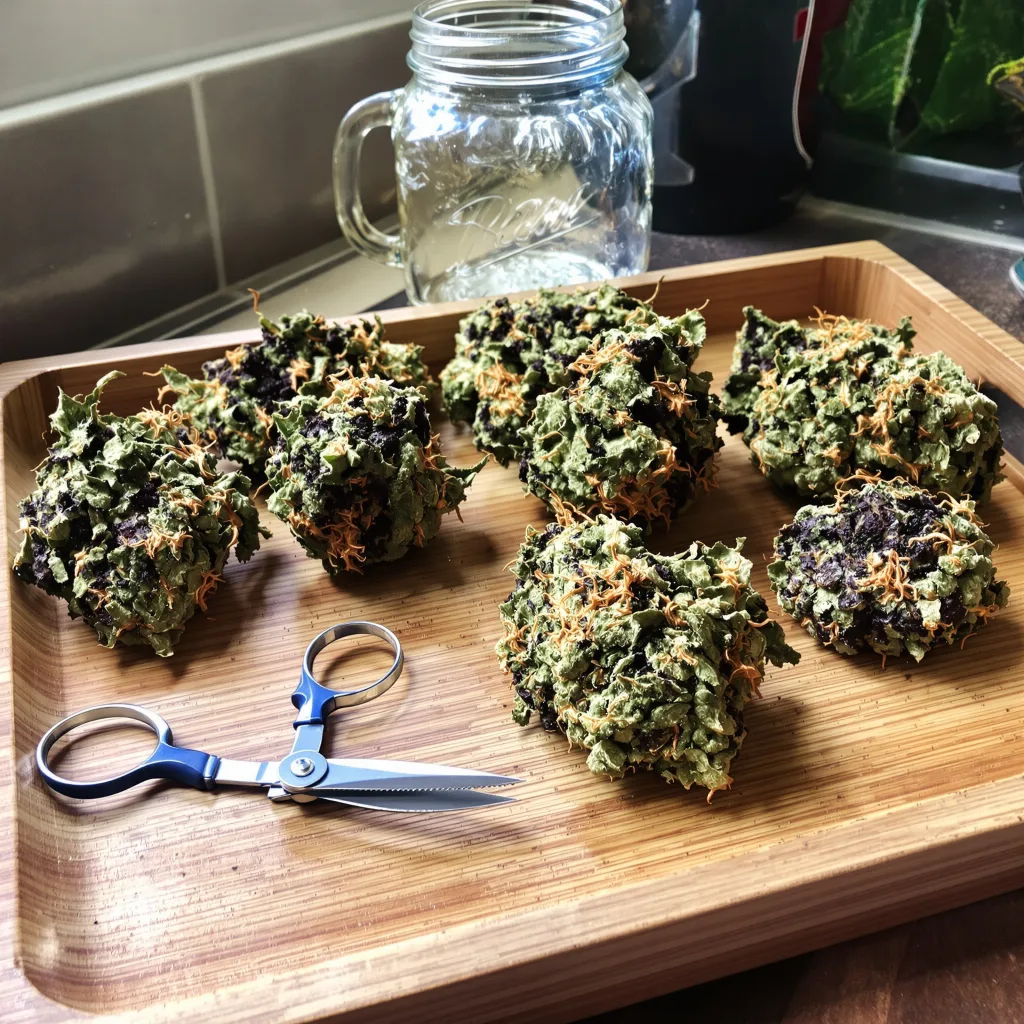 Reclining Buddha 75% indica / 25% sativa — flor con tricomas visibles
