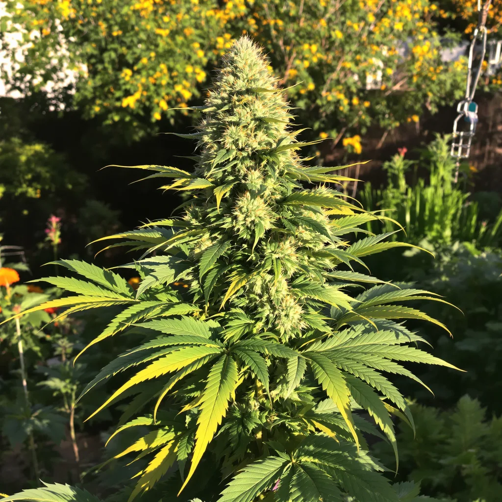 Reclining Buddha 75% indica / 25% sativa — flor con tricomas visibles