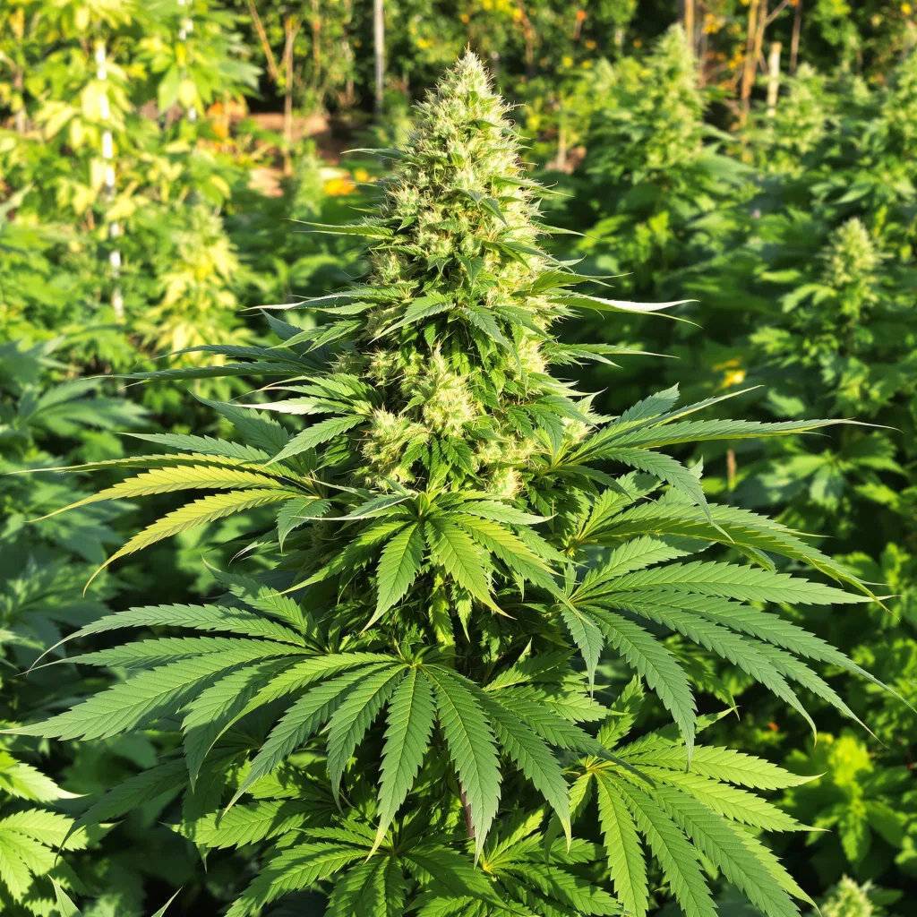 Reclining Buddha 75% indica / 25% sativa — flor con tricomas visibles