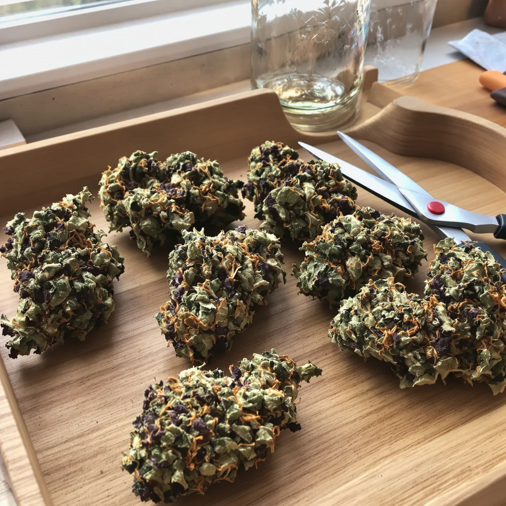 Red Bruce 84% indica / 16% sativa — flor con tricomas visibles