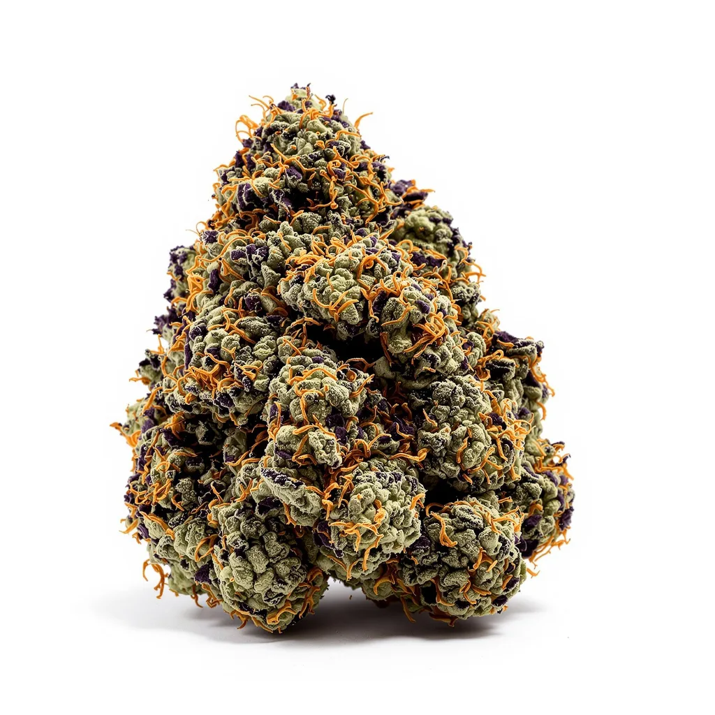 Red Bruce 84% indica / 16% sativa — flor con tricomas visibles