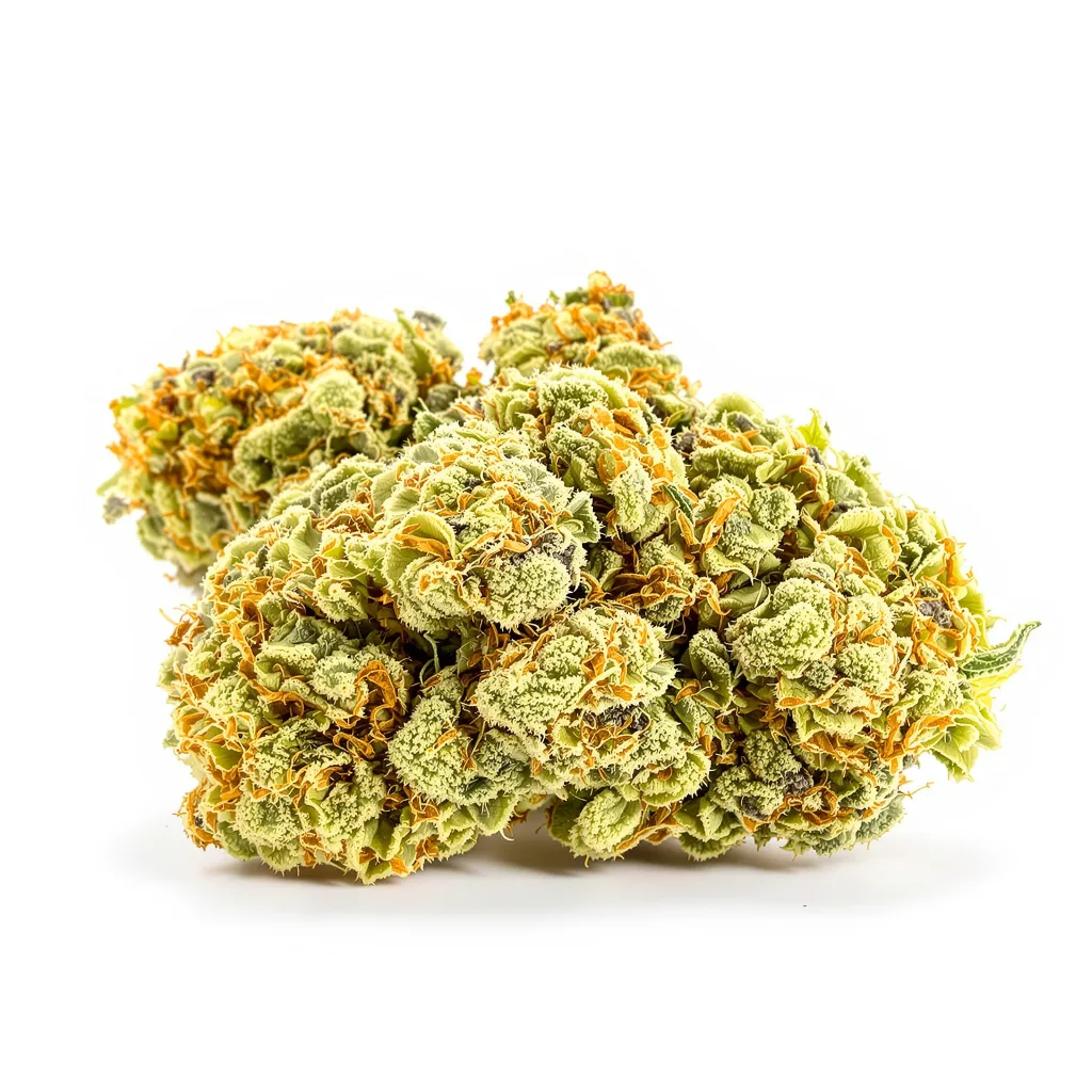 Remedy CBD 50% indica / 50% sativa — flor con tricomas visibles