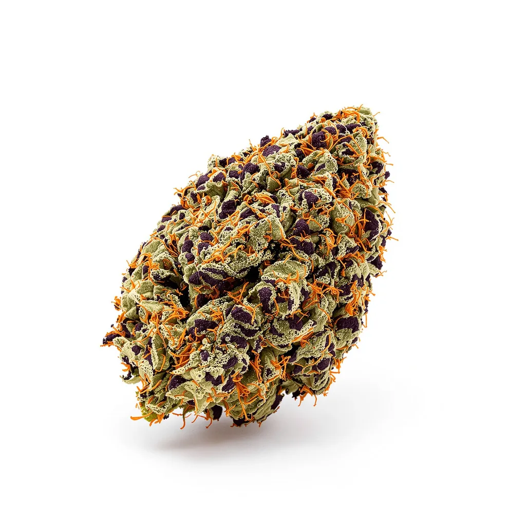 Reserve L.A.K. Federal 77% indica / 23% sativa — flor con tricomas visibles