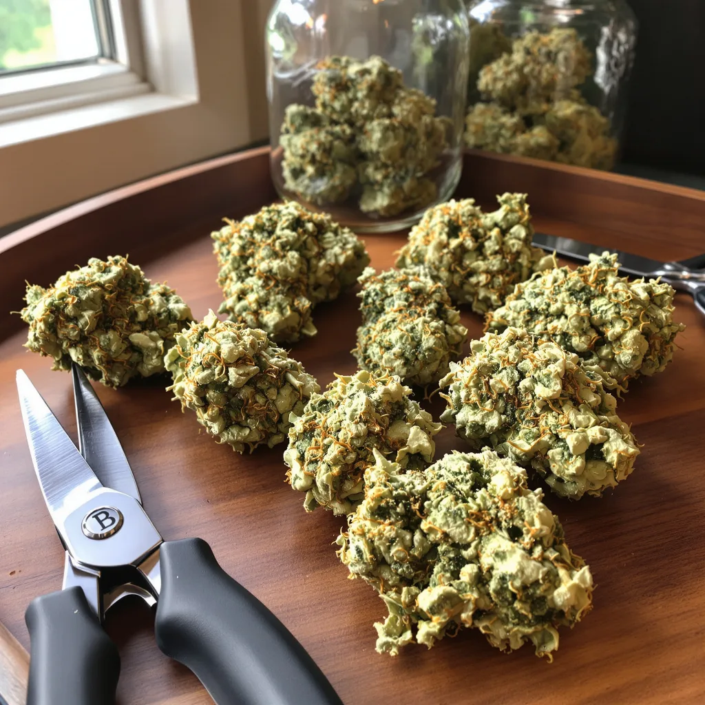 Ringos Gift CBD 50% indica / 50% sativa — flor con tricomas visibles