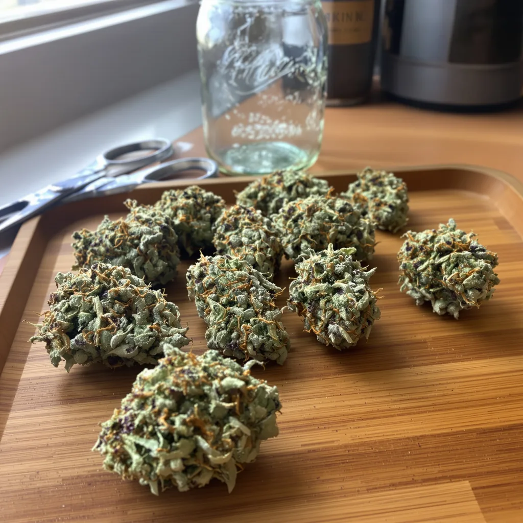 Ripped Bubba 50% indica / 40% sativa — flor con tricomas visibles