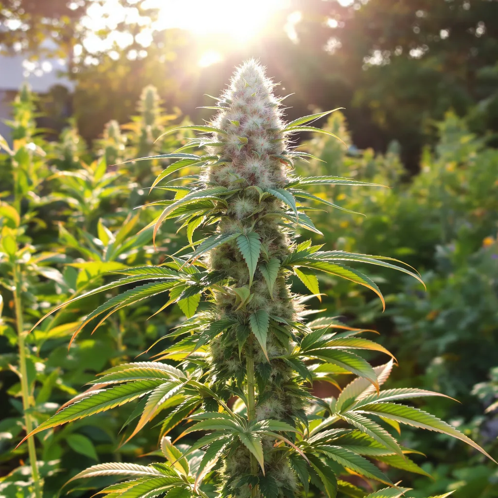 Rockstar 50% indica / 50% sativa — flor con tricomas visibles
