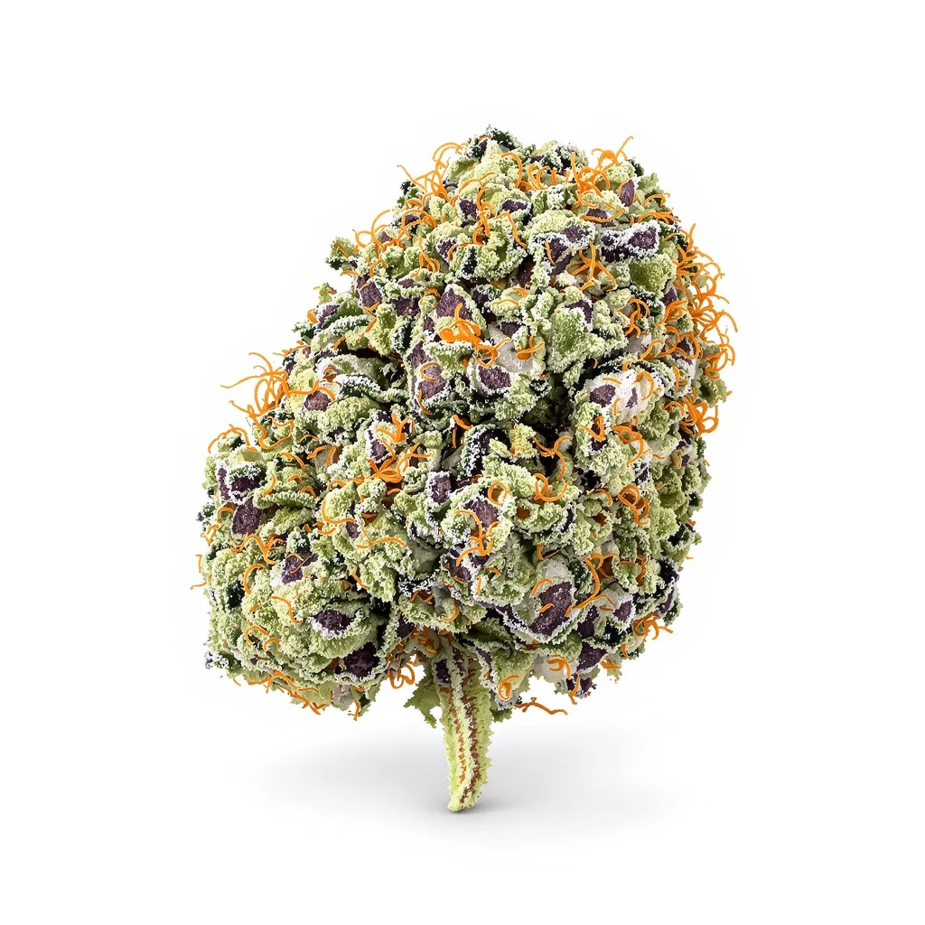 Rockstar 50% indica / 50% sativa — flor con tricomas visibles
