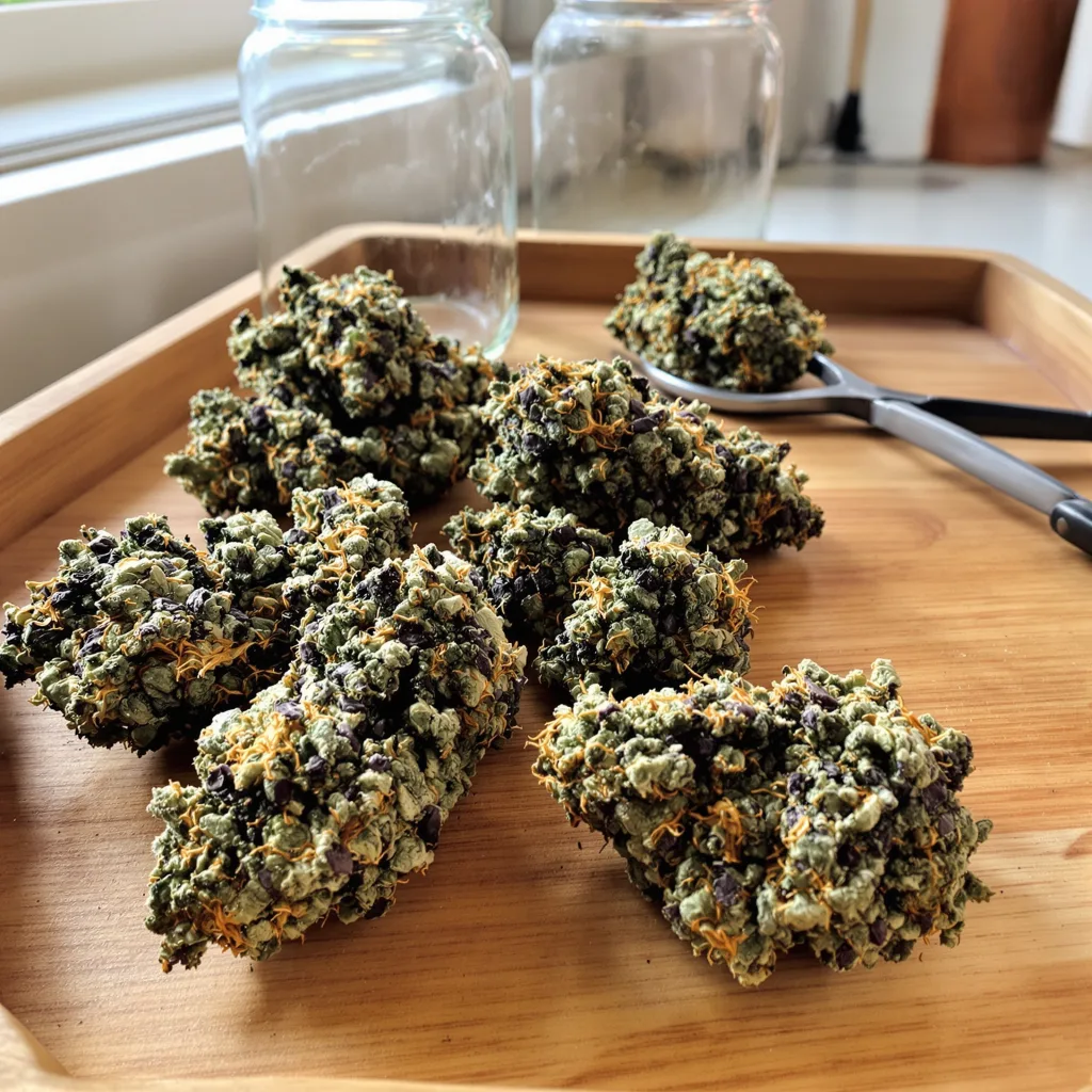 Rocky Mountain Blueberry 89% indica / 11% sativa — flor con tricomas visibles