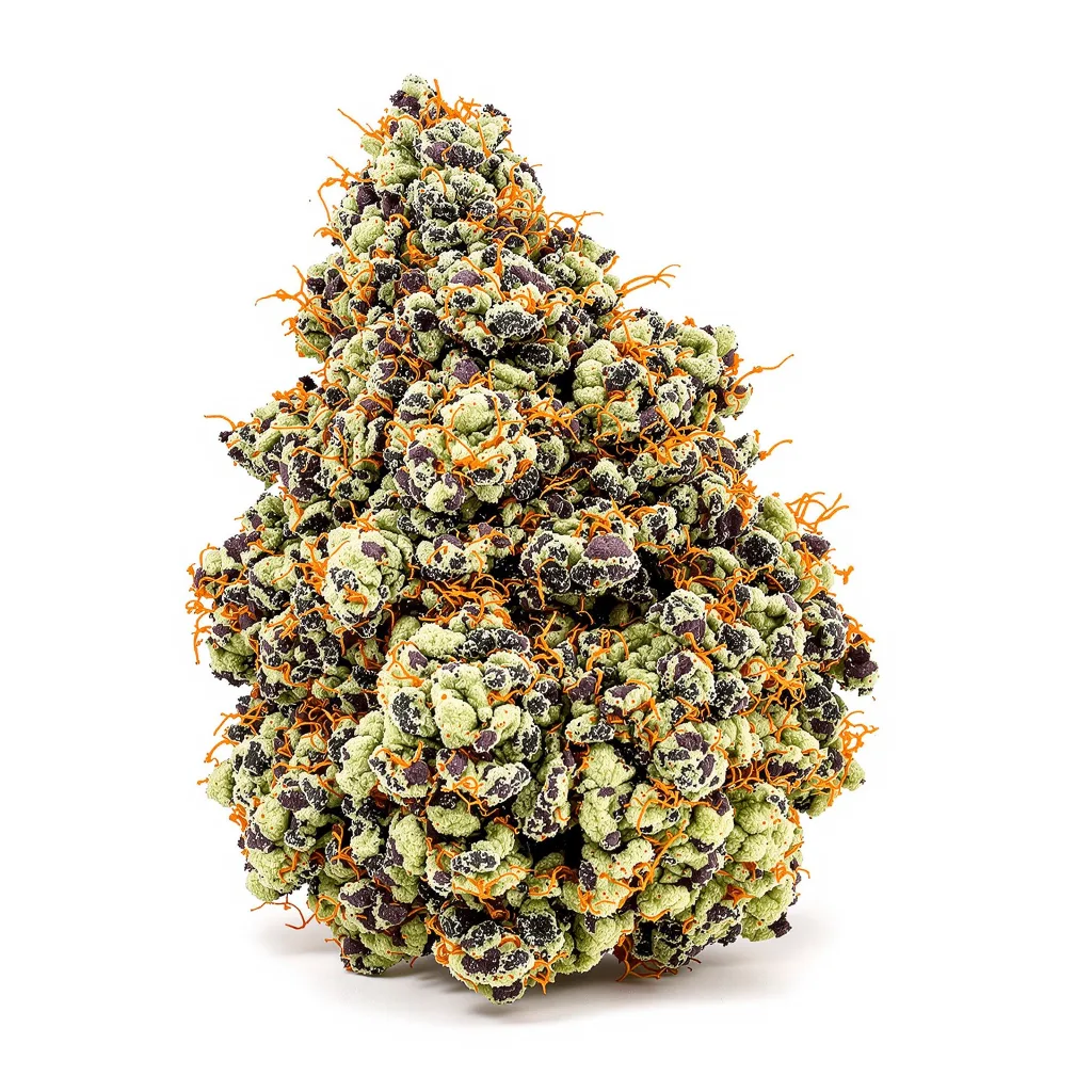 Rocky Mountain Blueberry 89% indica / 11% sativa — flor con tricomas visibles