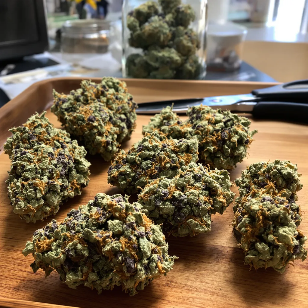 Rollex OG Kush 65% indica / 35% sativa — flor con tricomas visibles