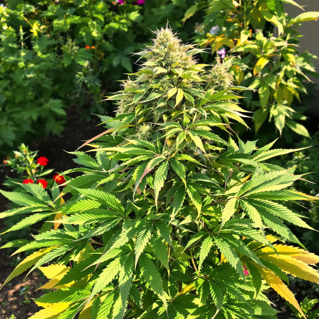 Romulan 100% indica / 50% sativa — flor con tricomas visibles