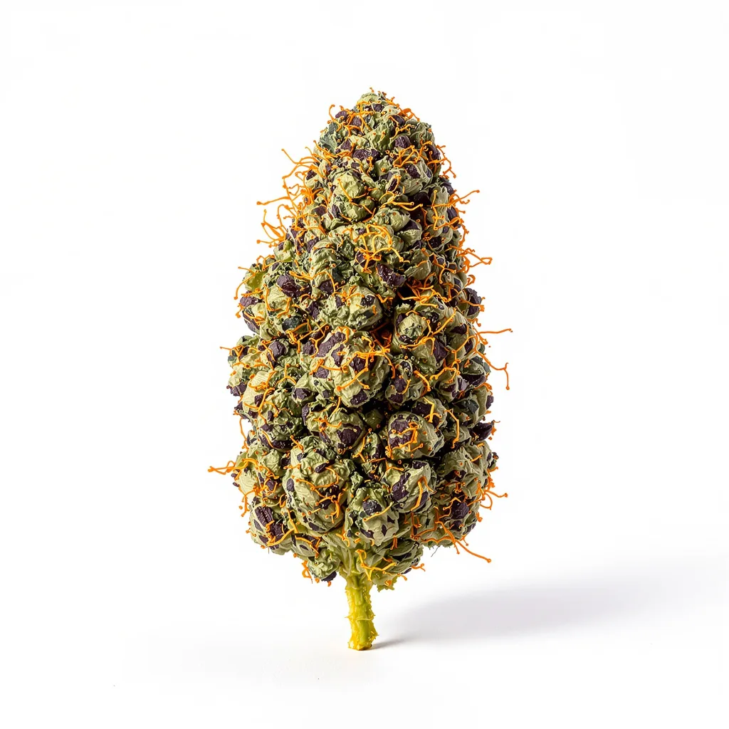 Romulan 100% indica / 50% sativa — flor con tricomas visibles