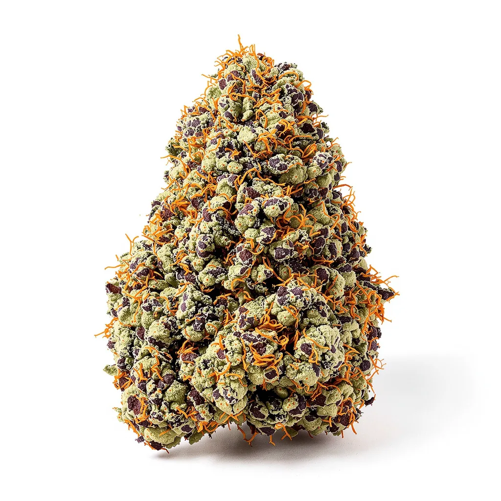 Romulan Haze 68% indica / 32% sativa — flor con tricomas visibles