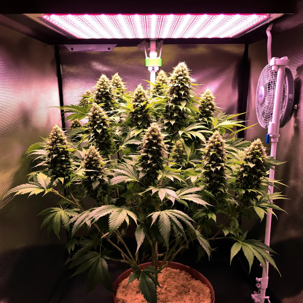 Planta de cannabis Royal Cheese en fase de floración — 60-100 cm autofloración
