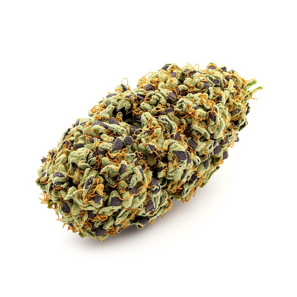 Royal Cheese 70% indica / 30% sativa — flor con tricomas visibles