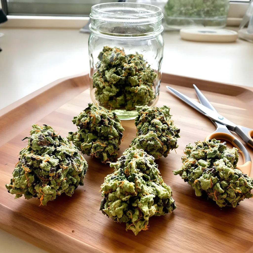 Royal Gorilla 51% indica / 49% sativa — flor con tricomas visibles