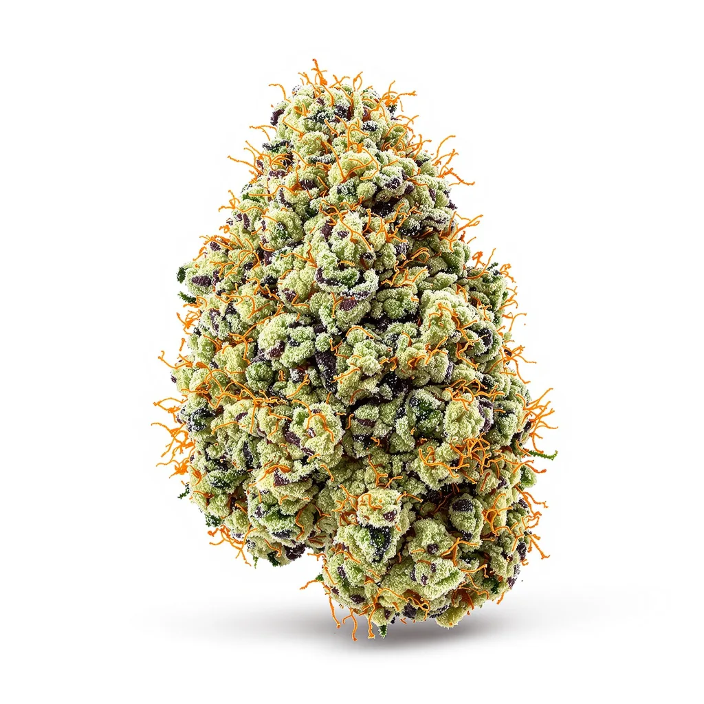 Royal Gorilla 51% indica / 49% sativa — flor con tricomas visibles