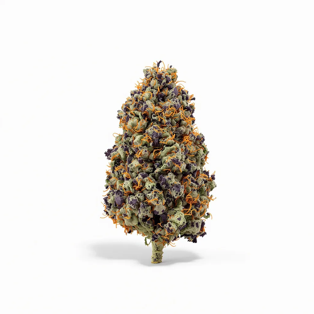 Royal Kush 70% indica / 20% sativa — flor con tricomas visibles