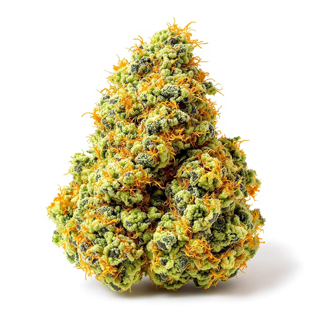Royal Medic 25% indica / 75% sativa — flor con tricomas visibles