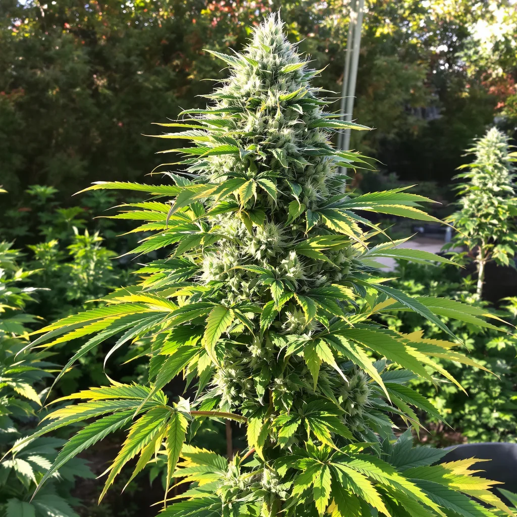 RS11 77% indica / 23% sativa — flor con tricomas visibles