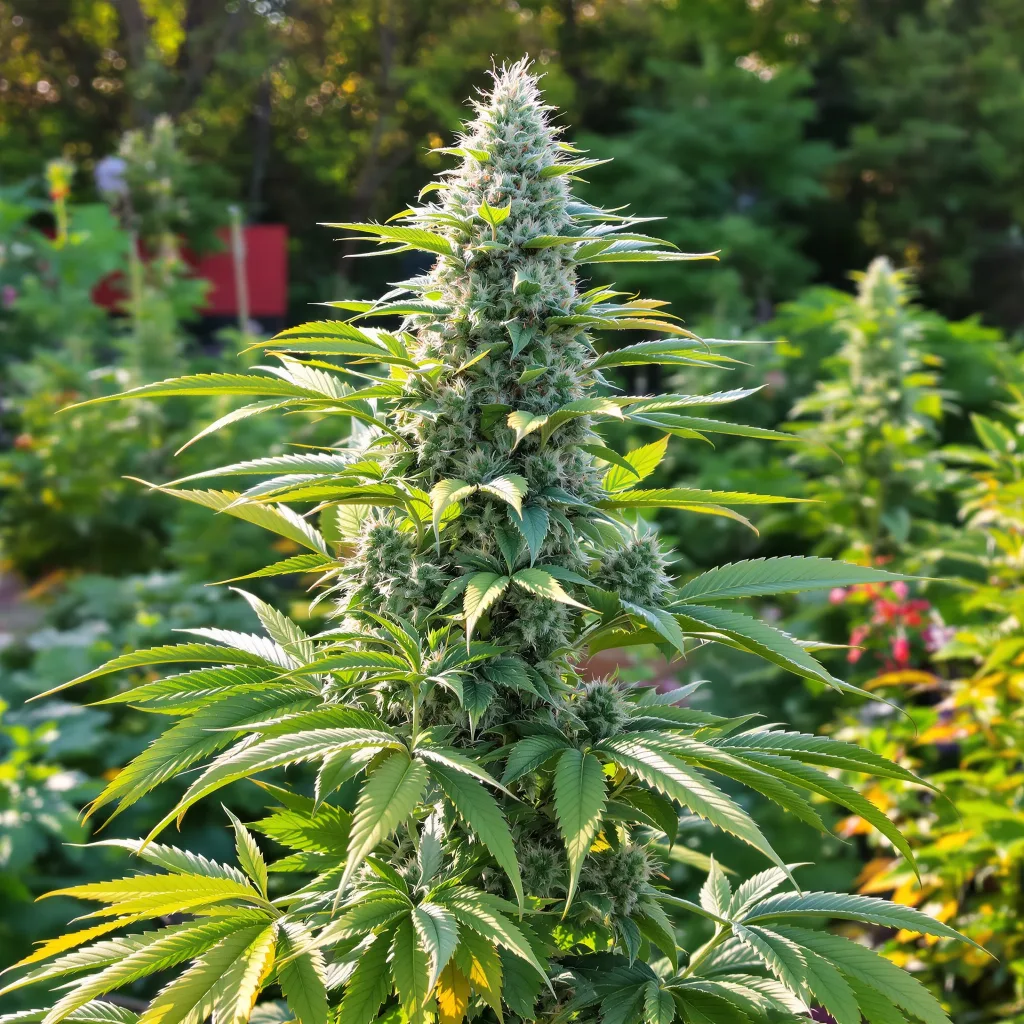 Russian Assassin 58% indica / 42% sativa — flor con tricomas visibles